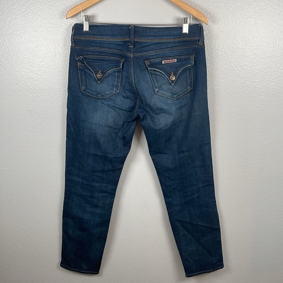 Hudson dark wash mid rise Collin skinny Jean flap back pockets size 28 - Picture 6 of 9